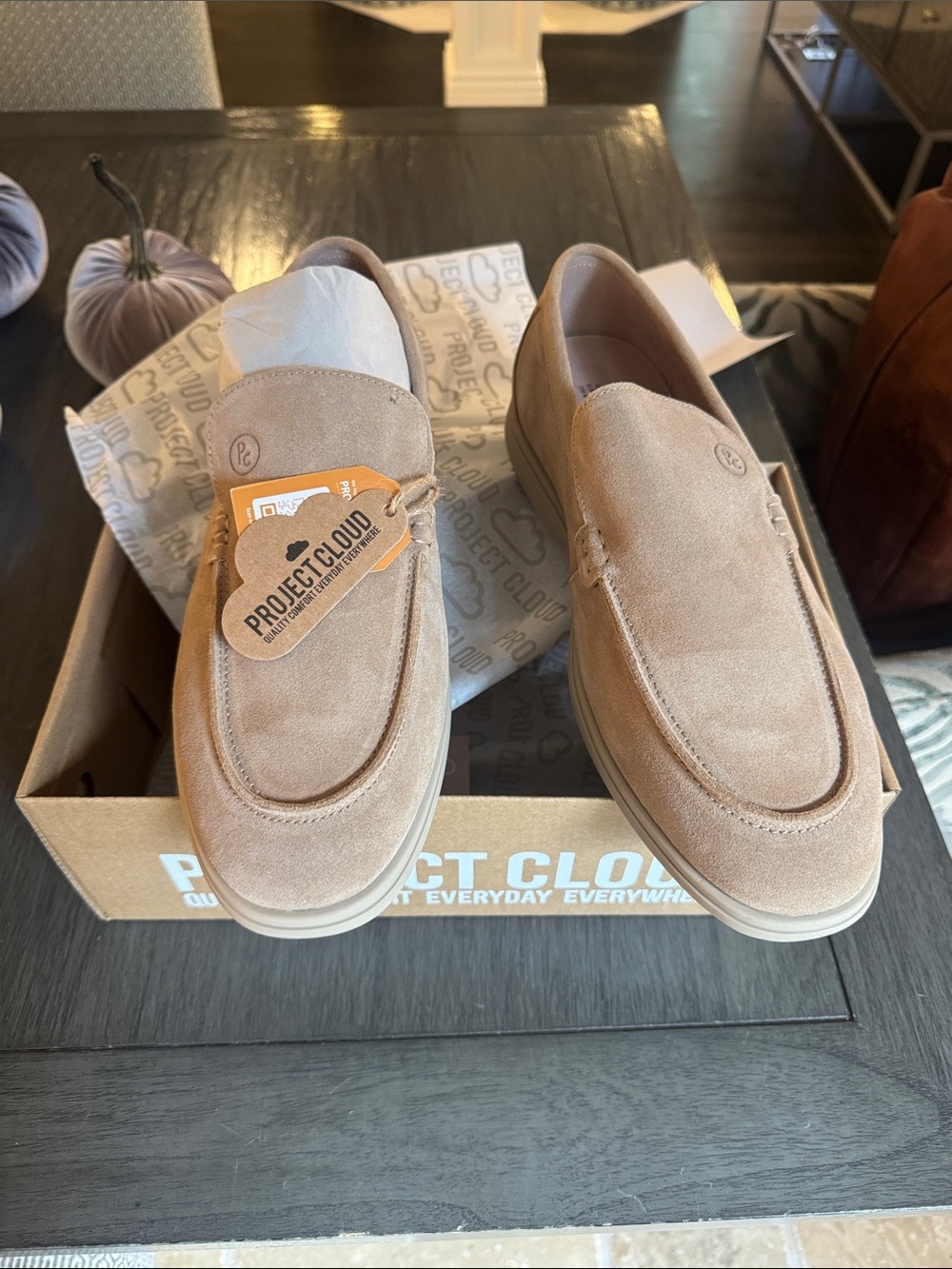 Project Cloud Men’s Tan Suede Slip-On Loafers — Everyday Comfort